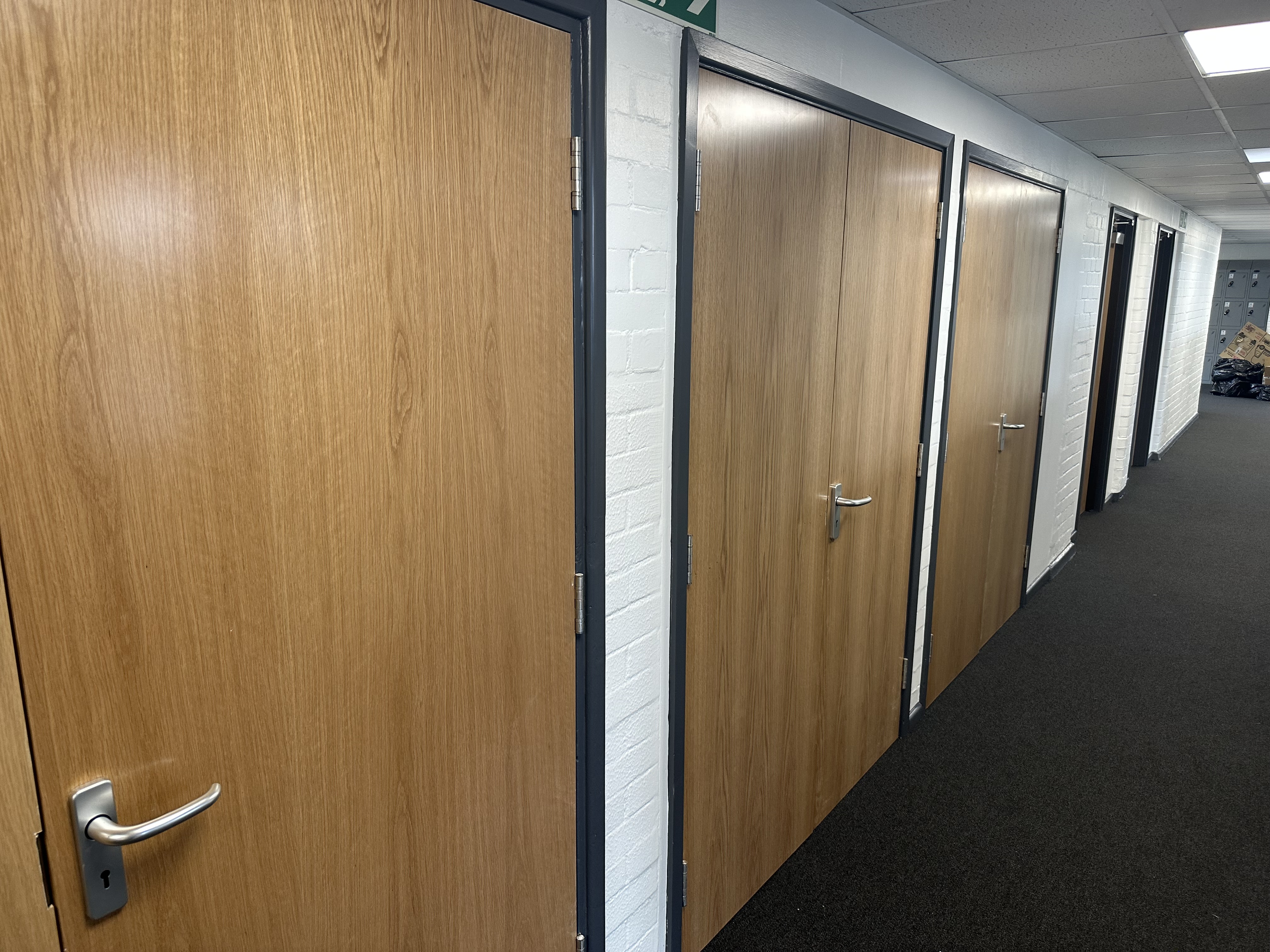 School corridor with new doors