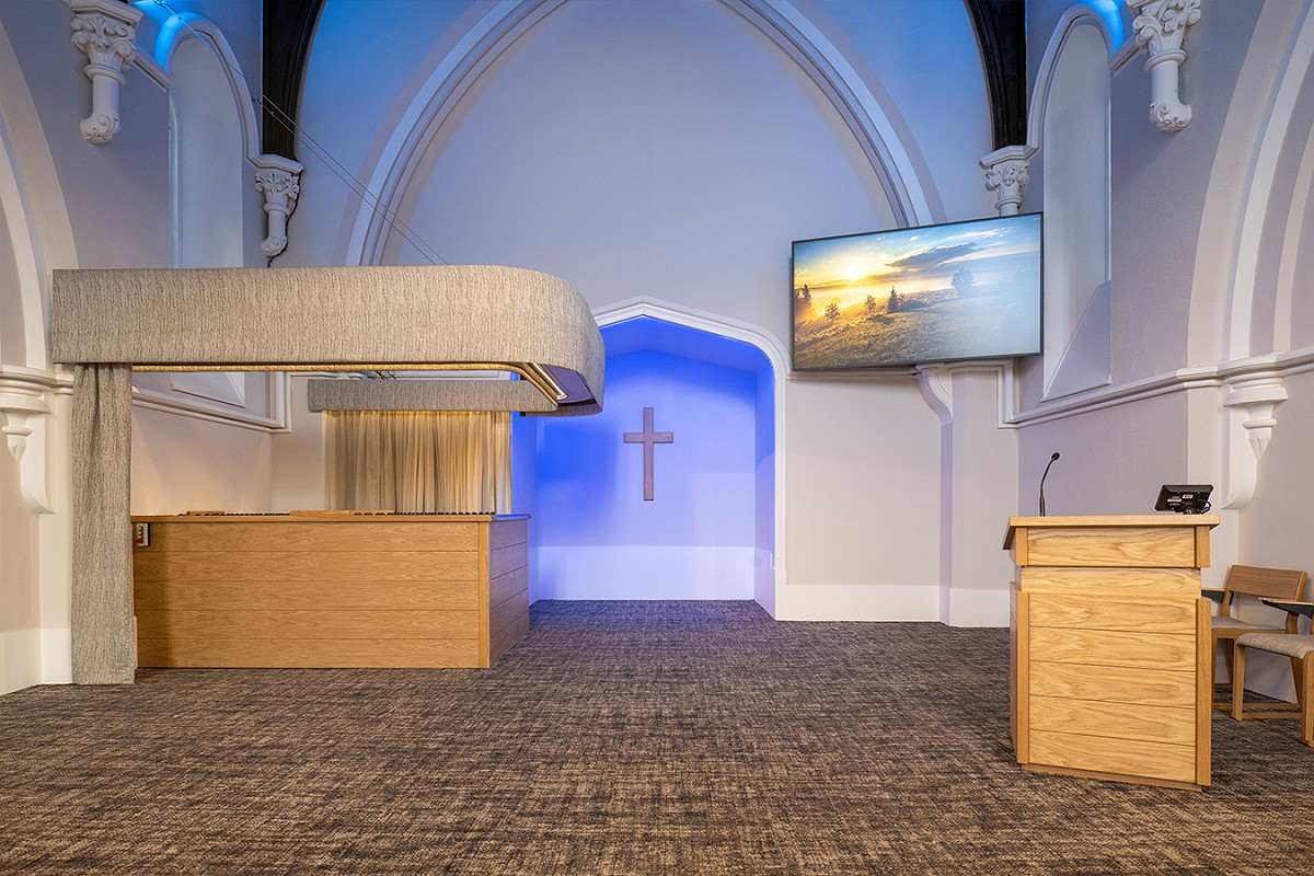 Restored church altar area