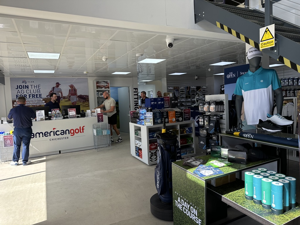 American Golf Chichester store counter and product displays