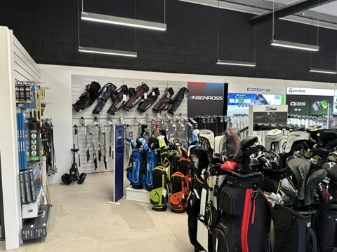 Golf bags and accessories wall display